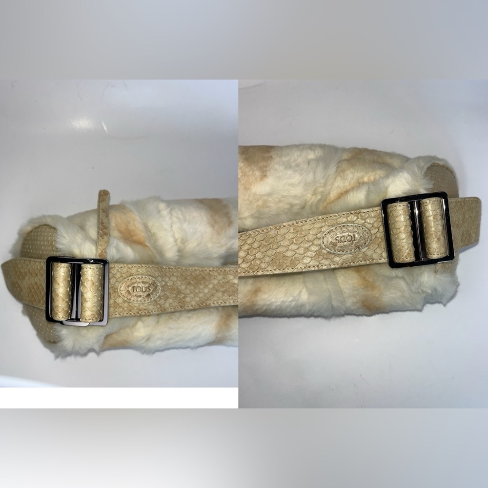 NWOT Vintage TOD’S ‘Bamboo’ Rabbit Fur/Python Leather Barrel Bag - Picture 14 of 17